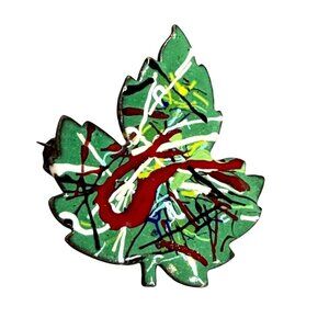 Abstract Painted Enamel Maple Leaf Brooch Pin Jewelry Women Retro Vintage Colors